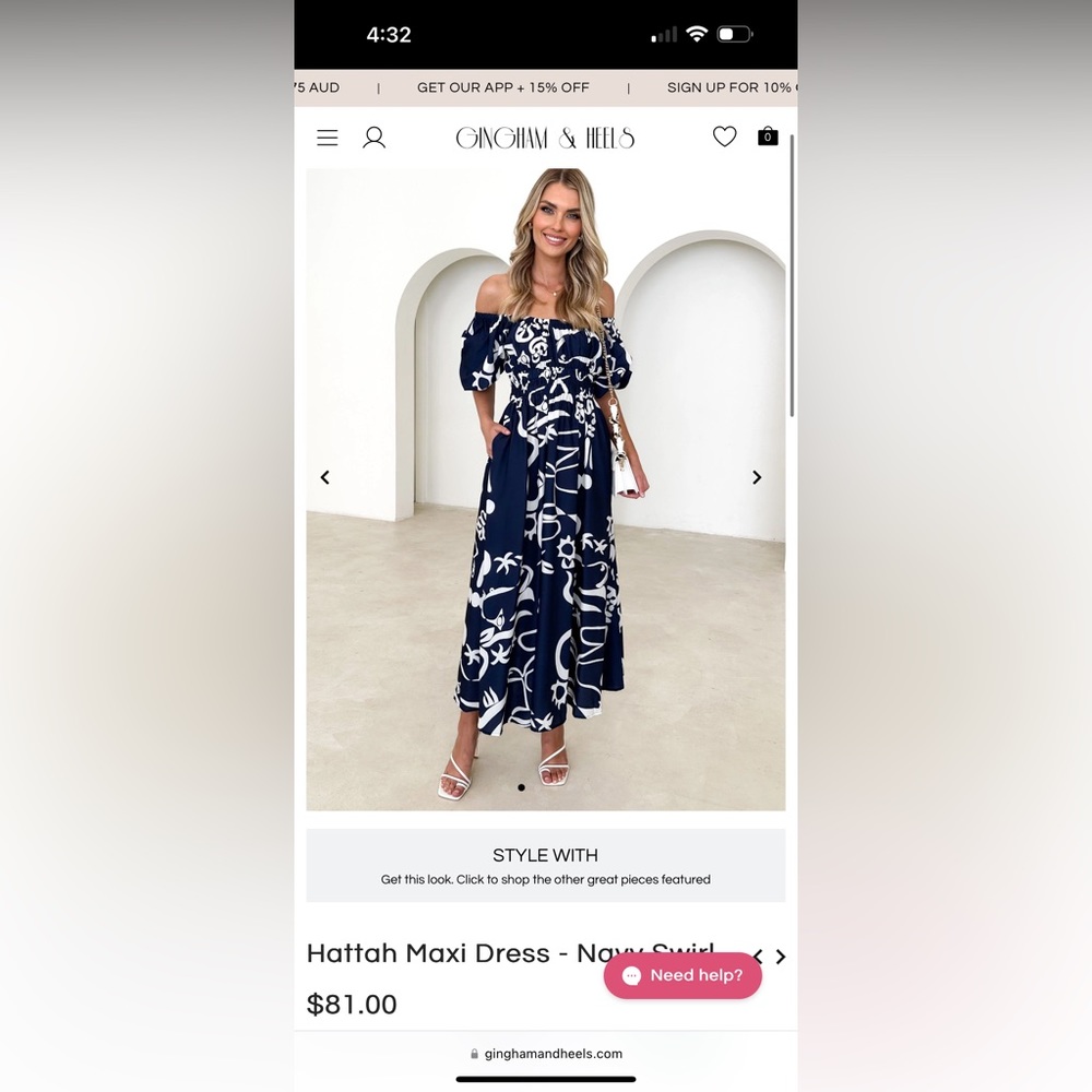 Gingham and Heels - Hattah maxi navy blue swirl